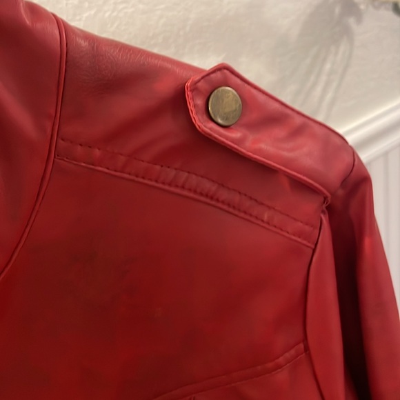 Vintage Red Faux Leather Jacket Size M - Picture 6 of 16